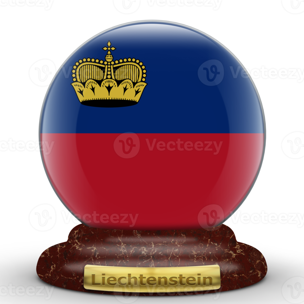 3D Flag of Liechtenstein on a globe background. png