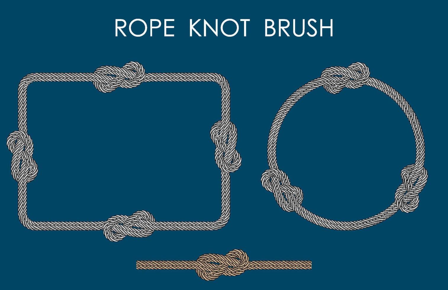 rope sea knot made of double rope. Rope for fastening on ships. Element for design and decoration. Vector
