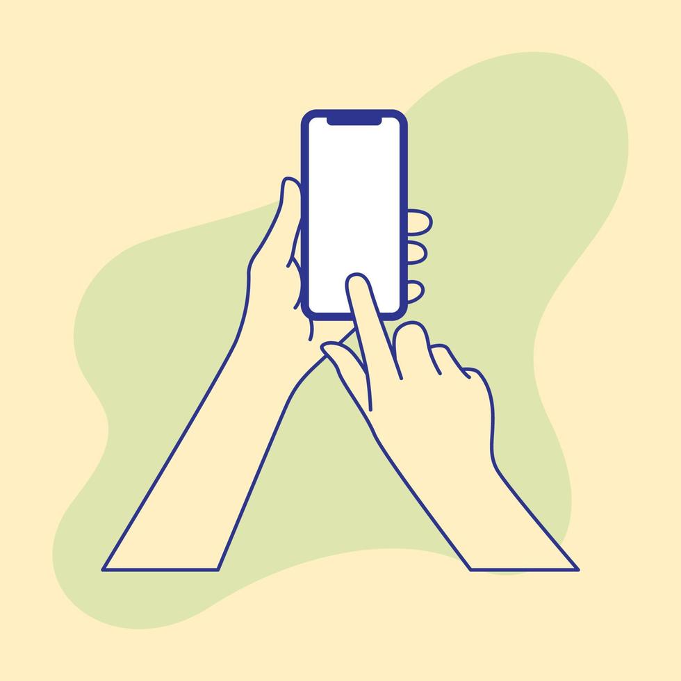 the right hand is roaming on the cellphone vector