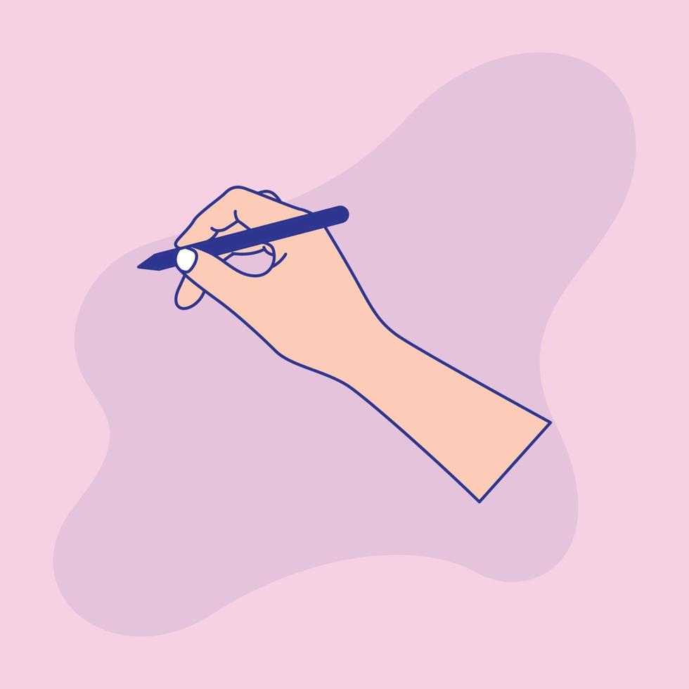 mano y pluma para escribir vector