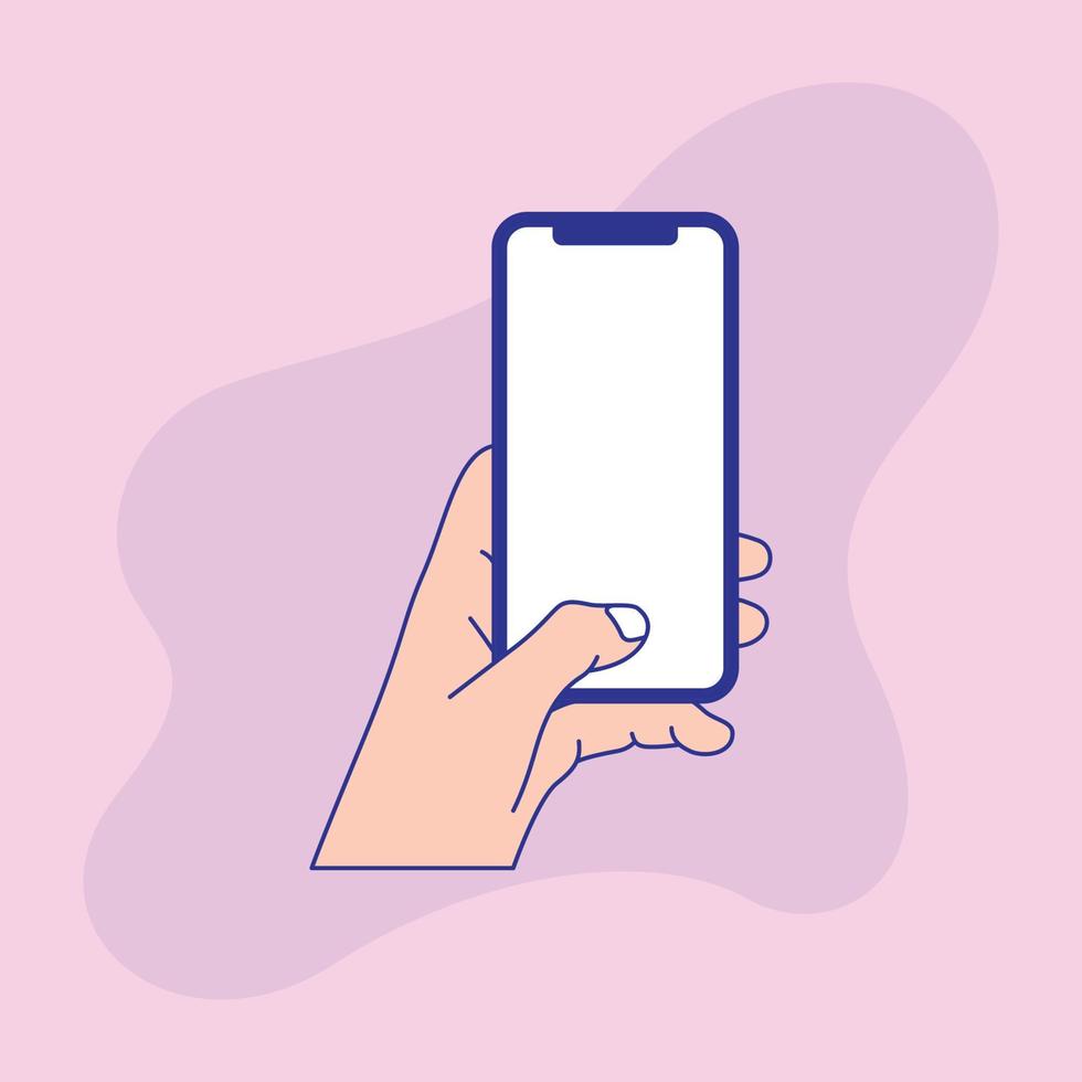 hand holding a cell phone vector