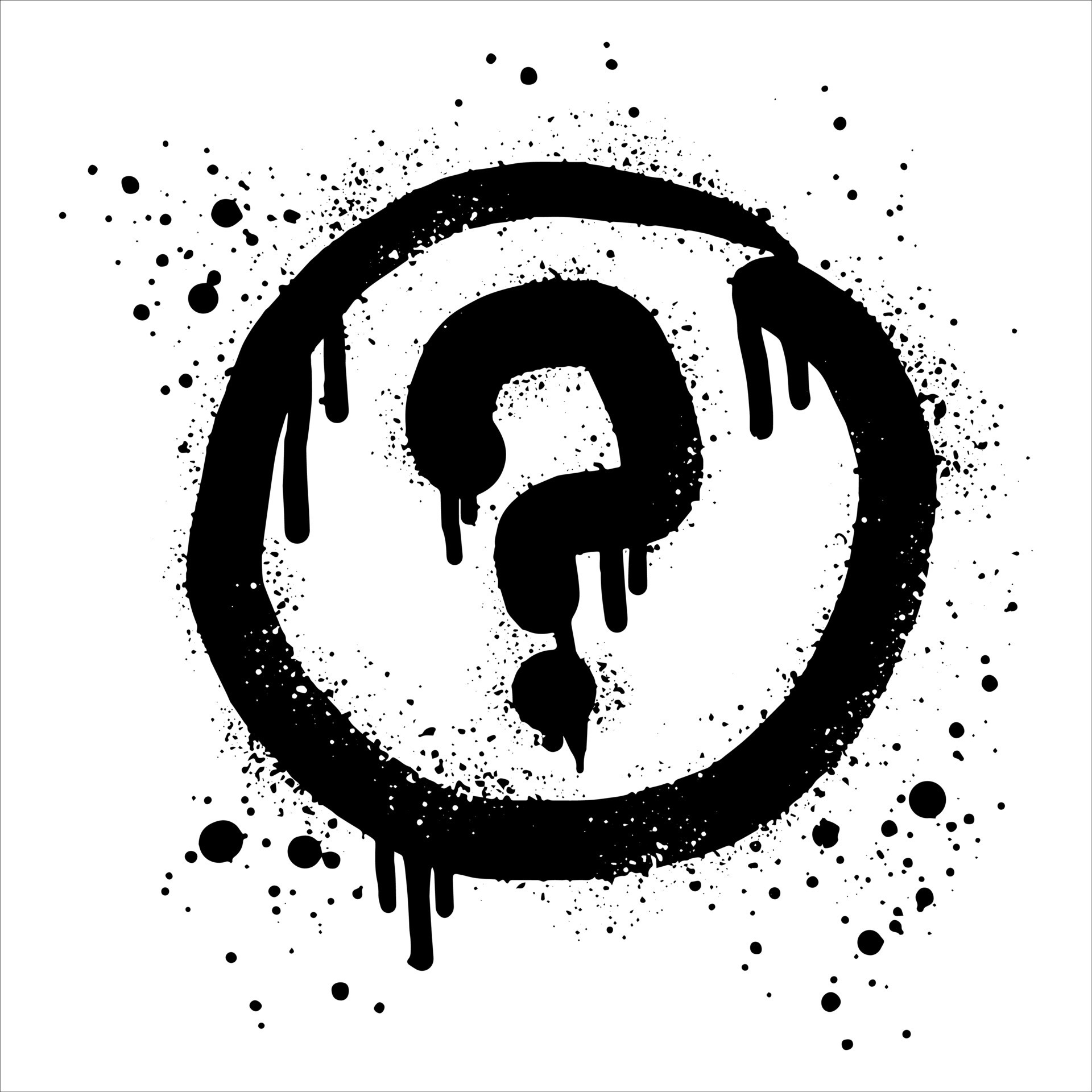 graffiti pintado con spray signos de interrogación en negro sobre