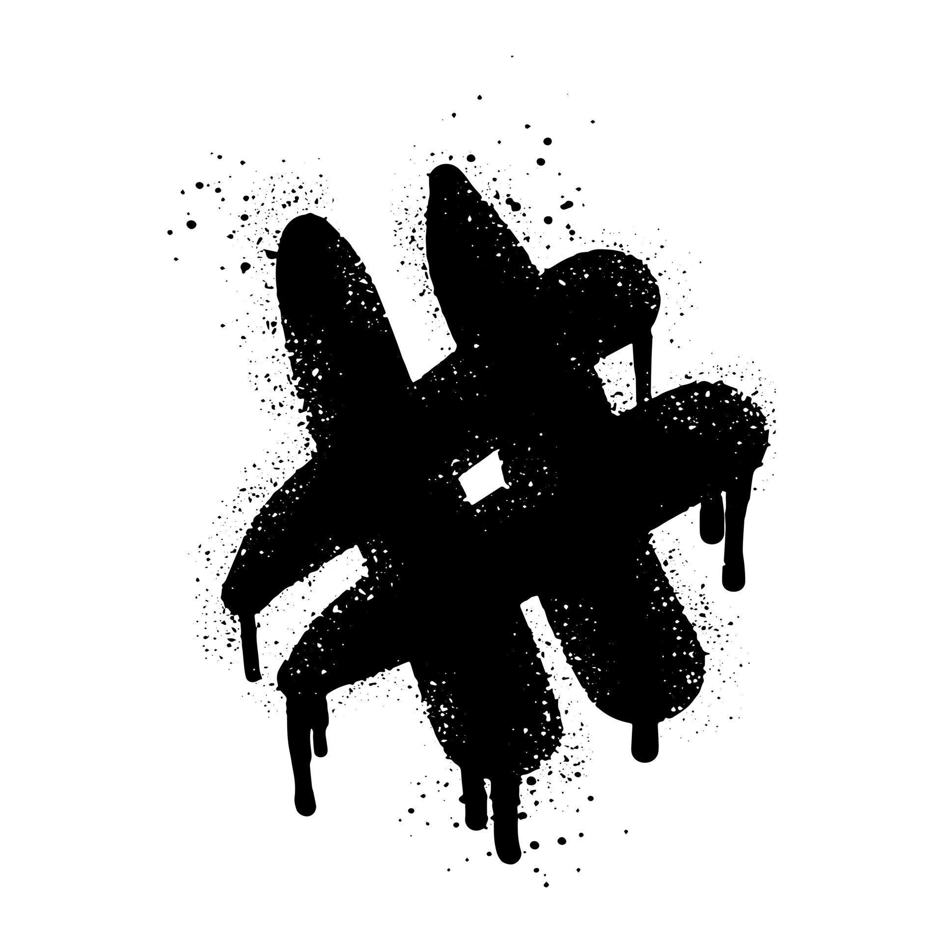 Doodle element hashtag icon. Spray painted graffiti hash tag symbol in ...