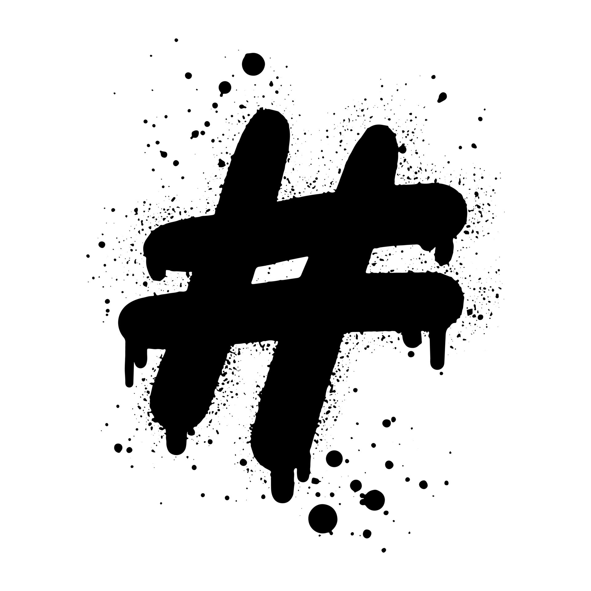 Doodle element hashtag icon. Spray painted graffiti hash tag symbol in