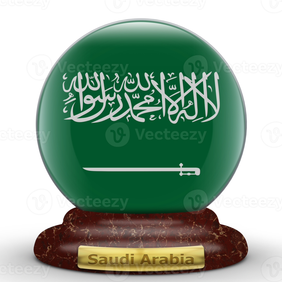 3D Flag of Saudi Arabia on a globe background. png