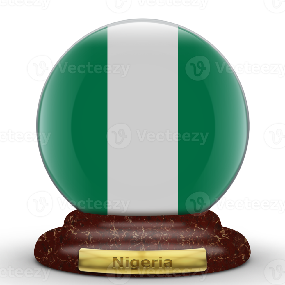 3D Flag of Nigeria on a globe background. png