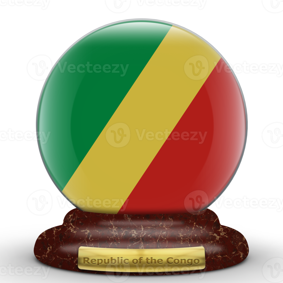 3D Flag of Republic of the Congo on a globe background. png