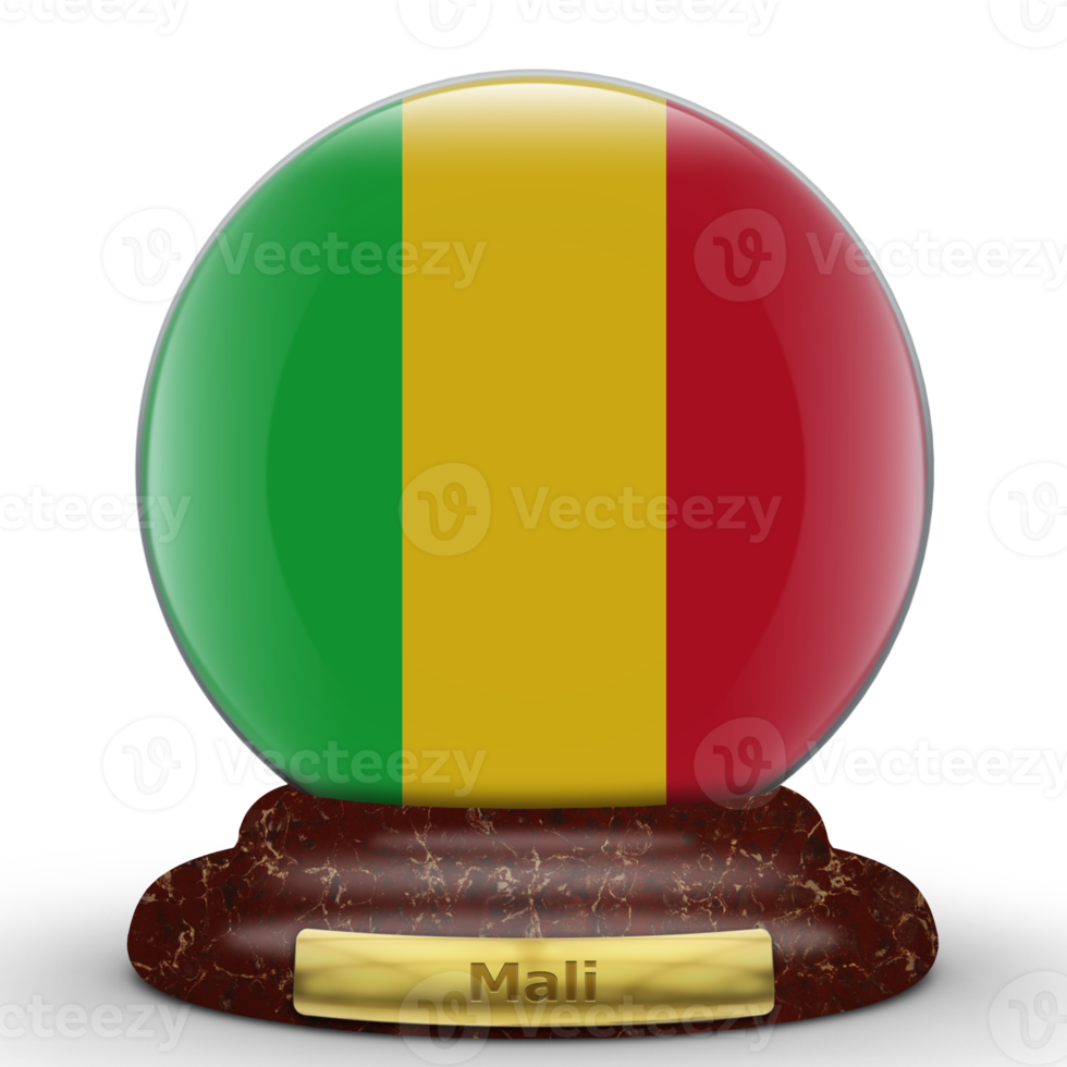 3d bandera de Malí sobre un fondo de globo. png