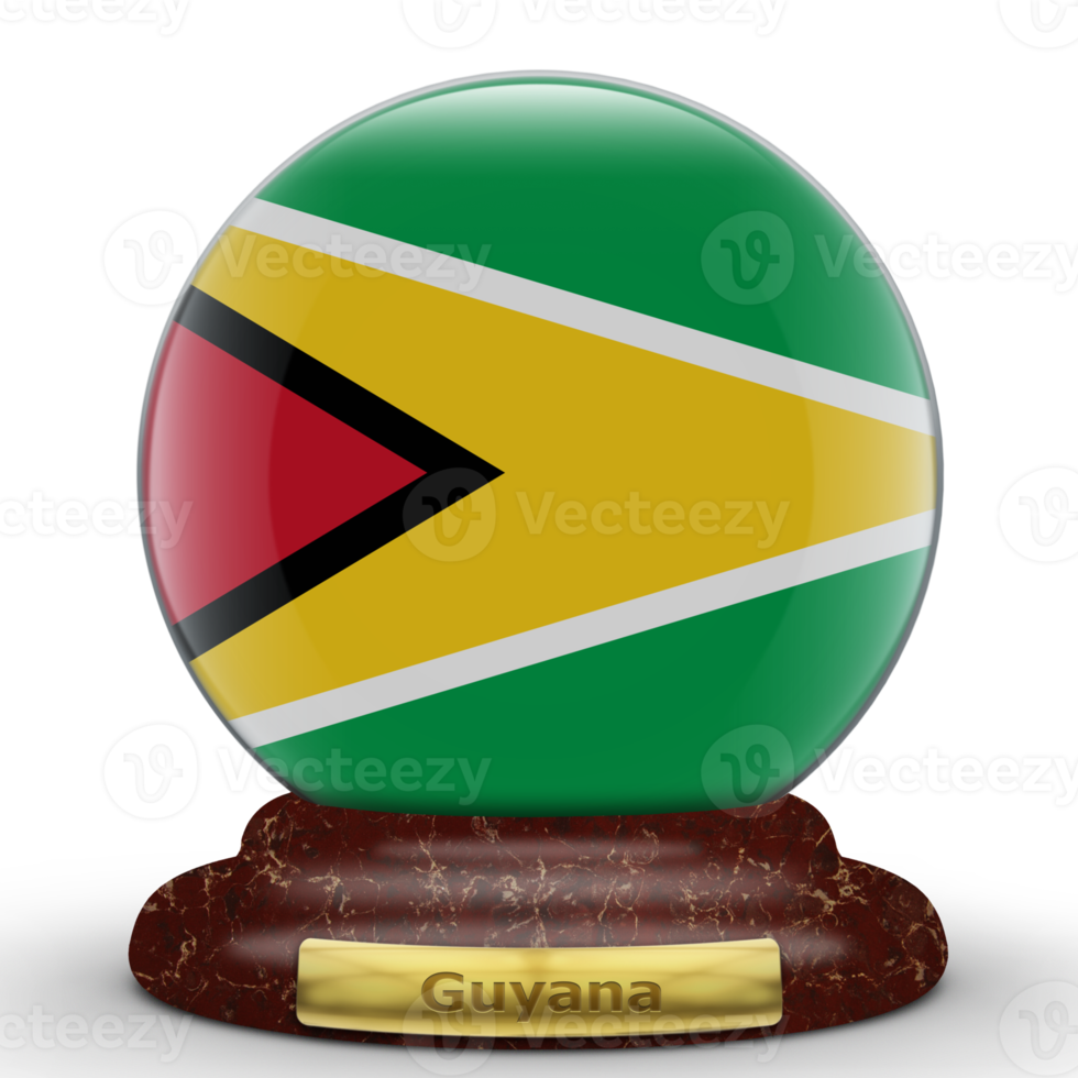 3D Flag of Guyana on a globe background. png