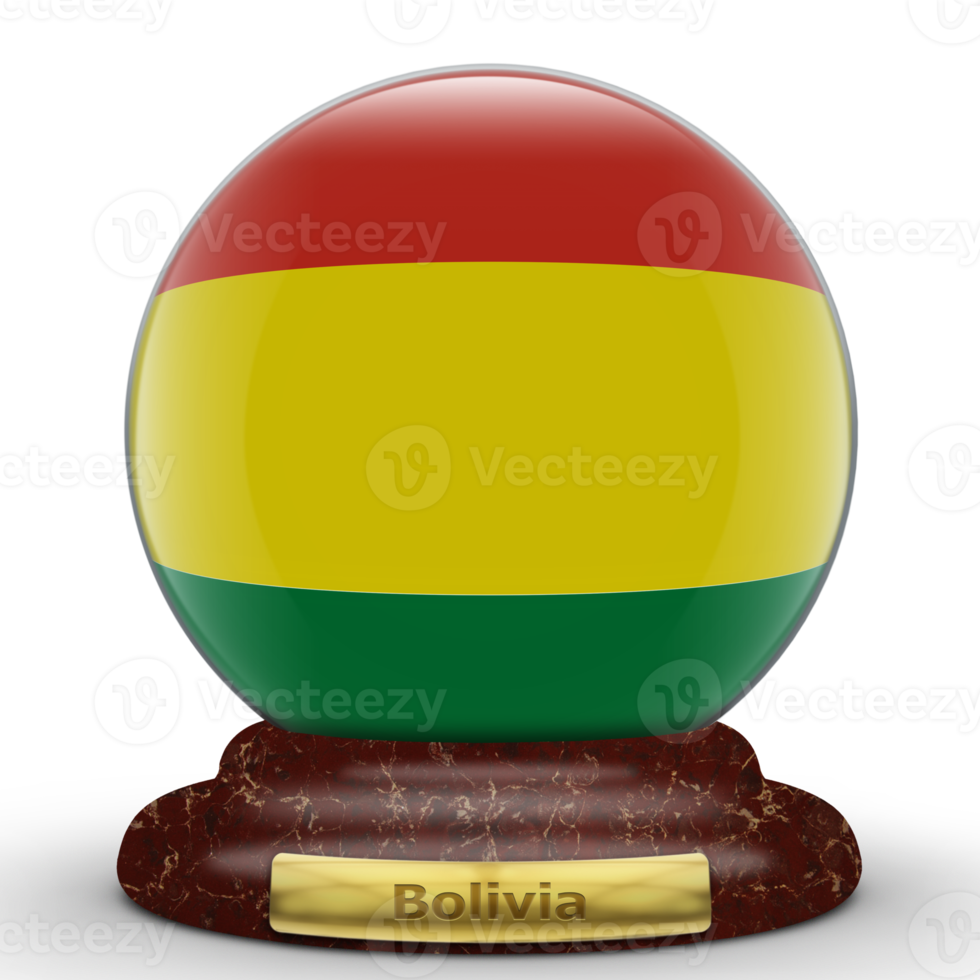 3d vlag van Bolivia Aan wereldbol achtergrond. png