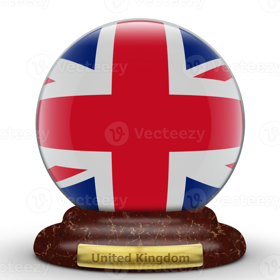 3D Flag of United Kingdom on globe background. png