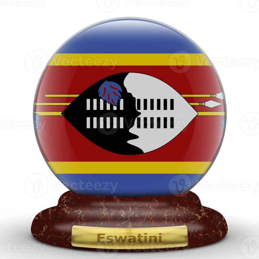 3D Flag of Eswatini on a globe background. png