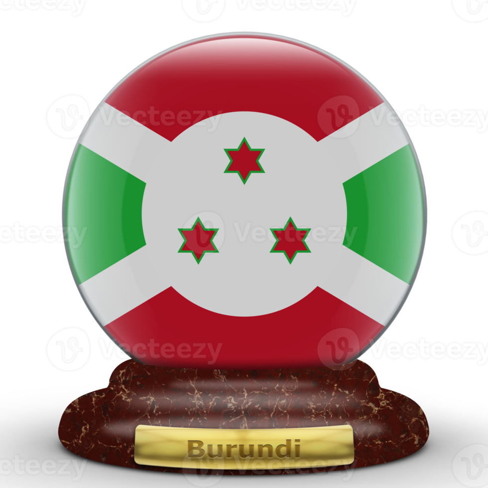 3D Flag of Burundi on a globe background. png