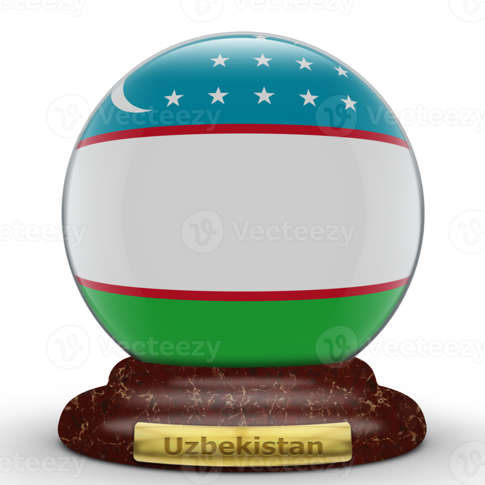 3D Flag of Uzbekistan on globe background. png