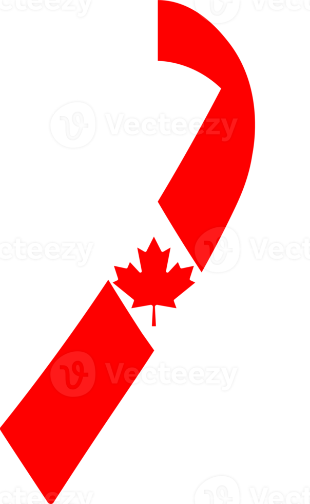 3D Flag of Canada on a fabric ribbon. png