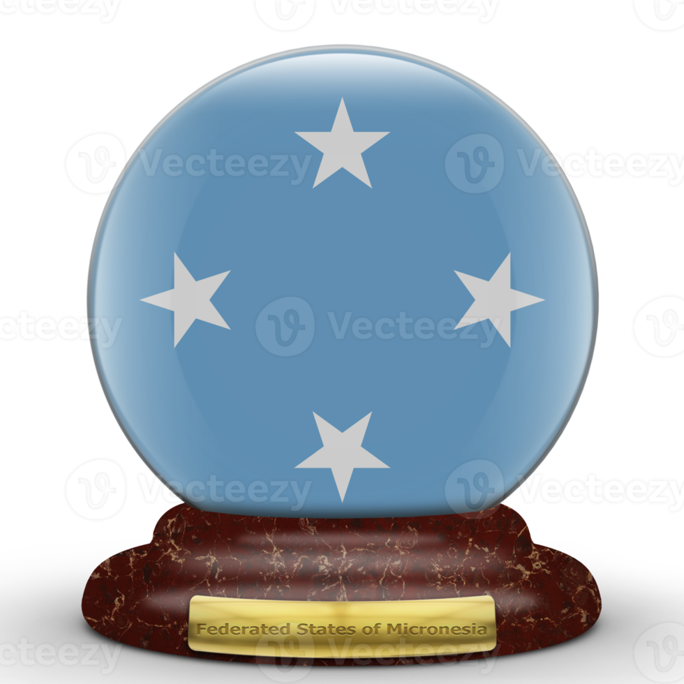 3D Flag of Federated States of Micronesia on a globe background. png