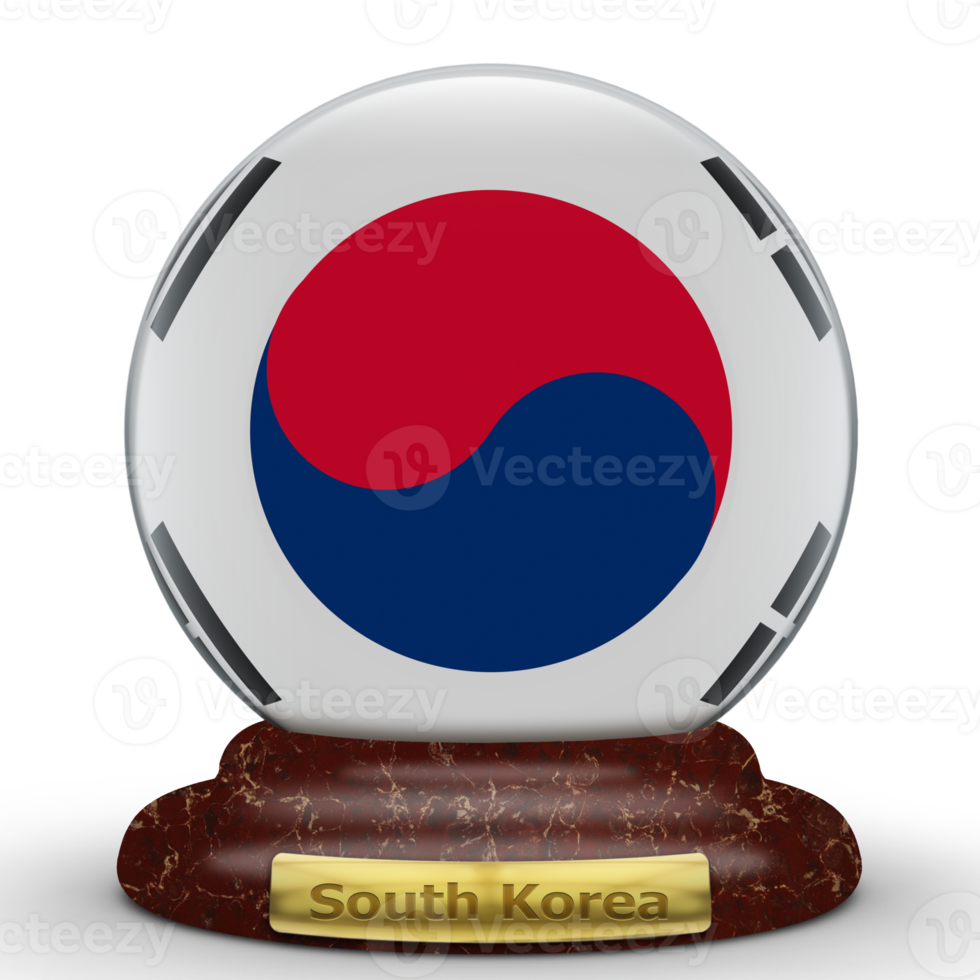 3D Flag of South Korea on globe background. png