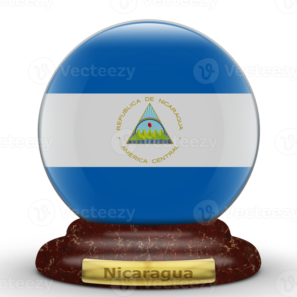 3D Flag of Nicaragua on a globe background. png