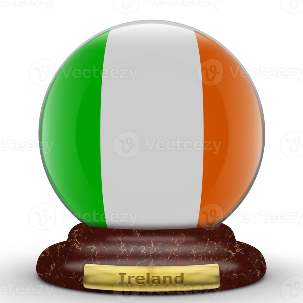 3D Flag of Ireland on globe background. png