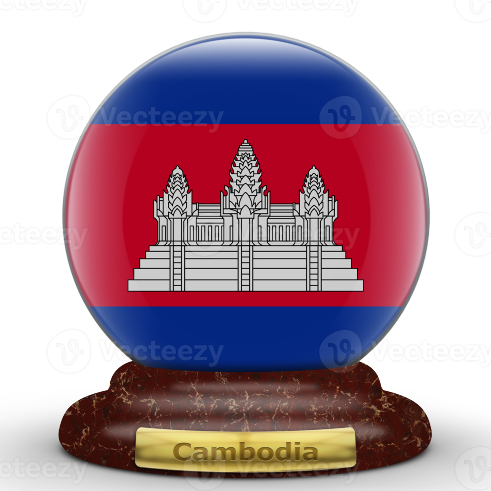 3d vlag van Cambodja Aan wereldbol achtergrond. png