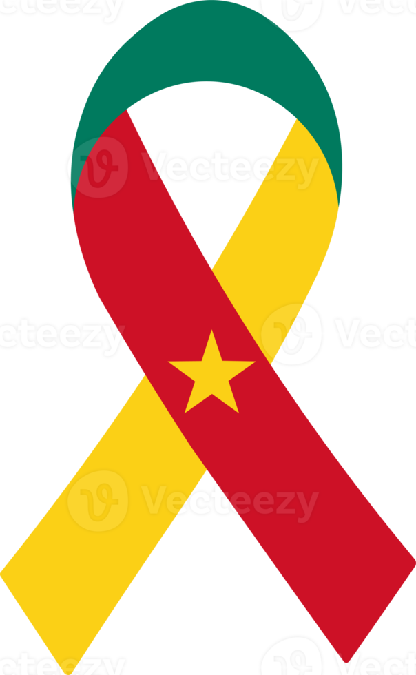 3d vlag van Kameroen Aan een kleding stof lintje. png