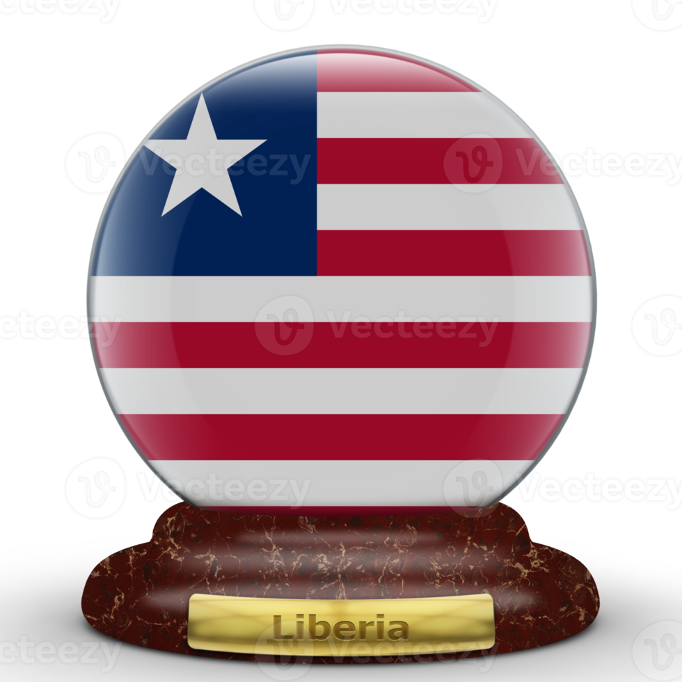 3D Flag of Liberia on a globe background. png