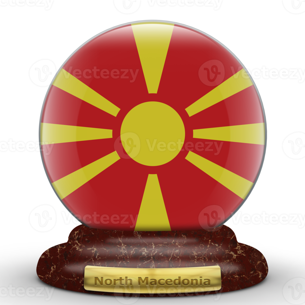 3D Flag of North Macedonia on a globe background. png