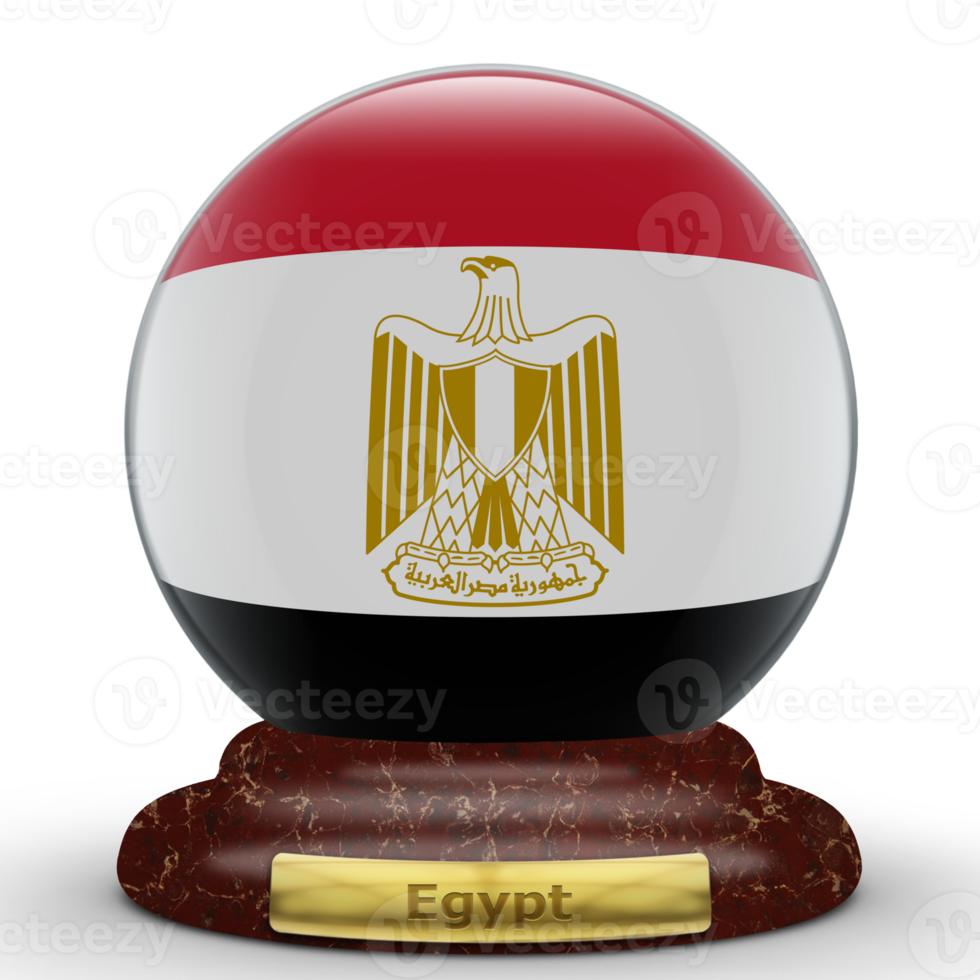 3d bandera de egipto en el fondo del globo. png
