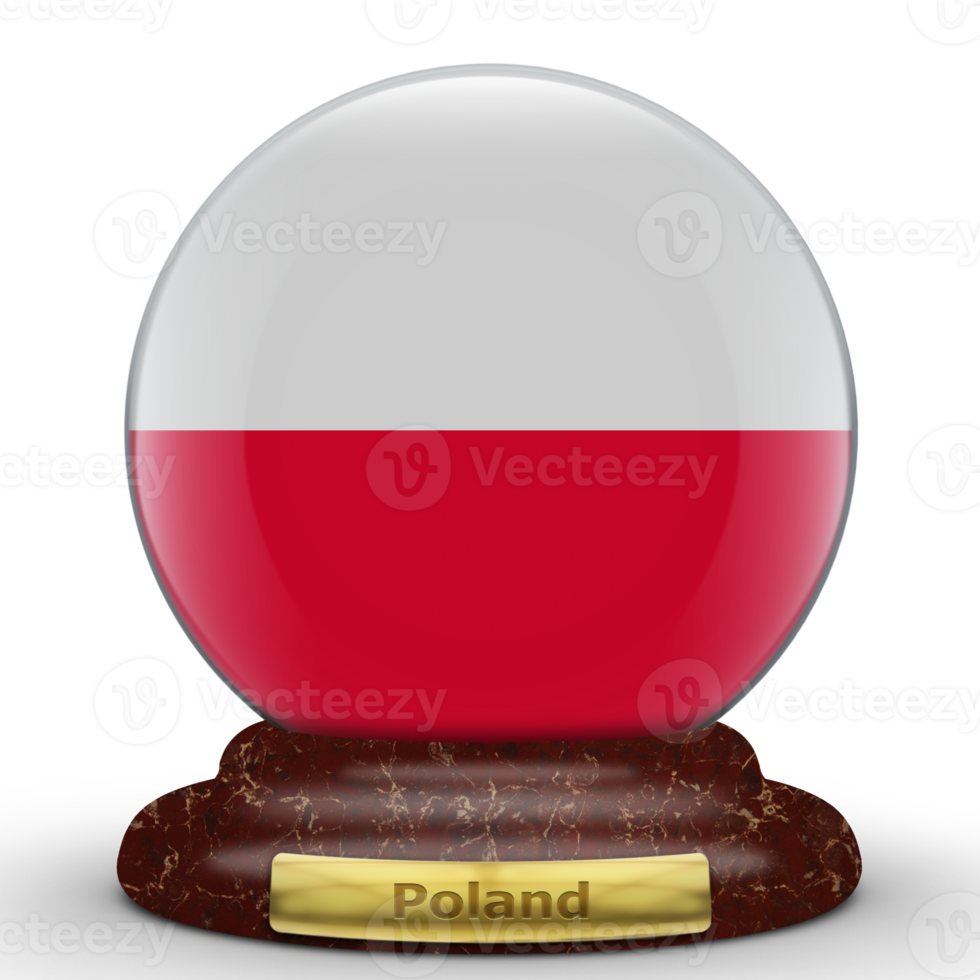 3D Flag of Poland on globe background. png