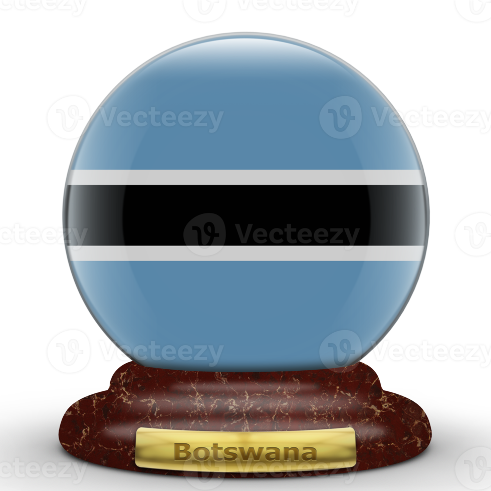 3D Flag of Botswana on a globe background. png