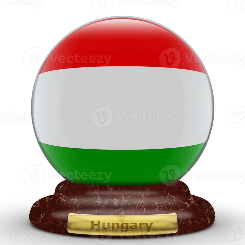 3D Flag of Hungary on globe background. png