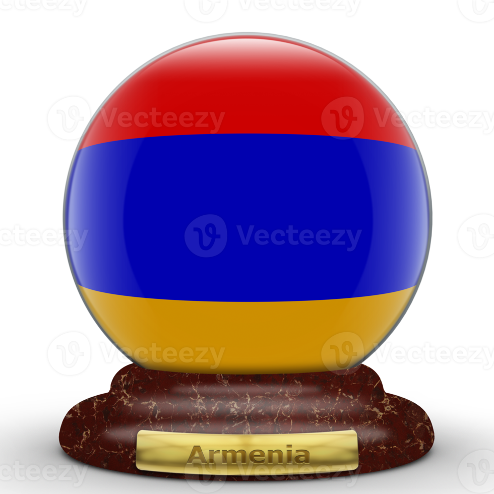 3D Flag of Armenia on globe background. png