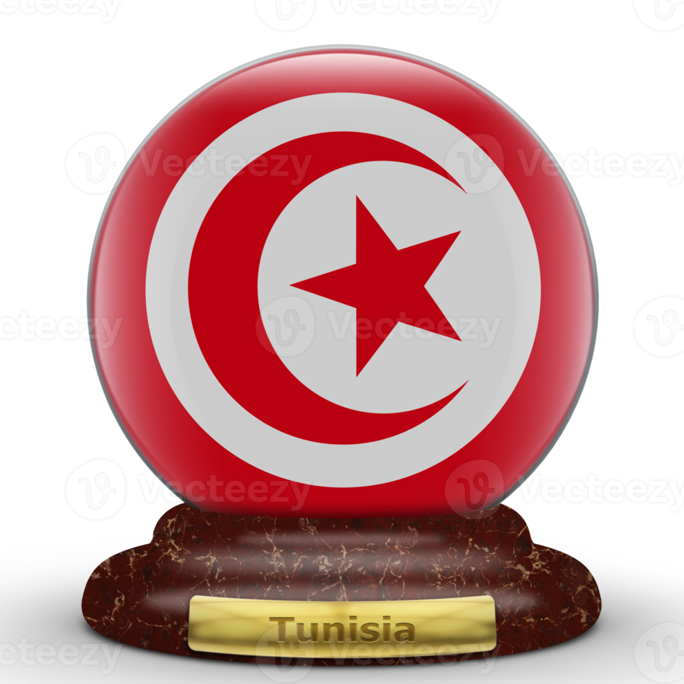 3D Flag of Tunisia on globe background. png