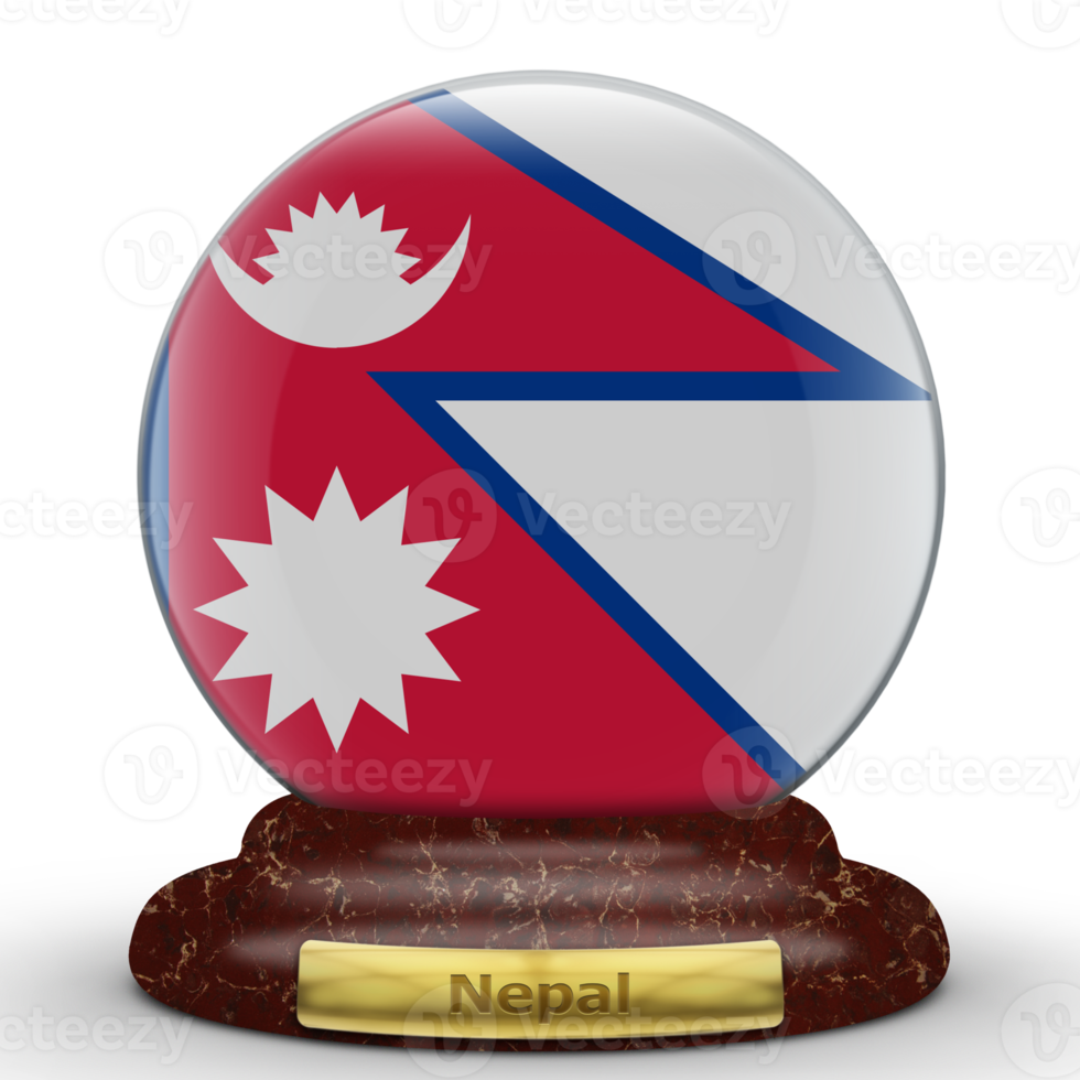3d vlag van Nepal Aan een wereldbol achtergrond. png