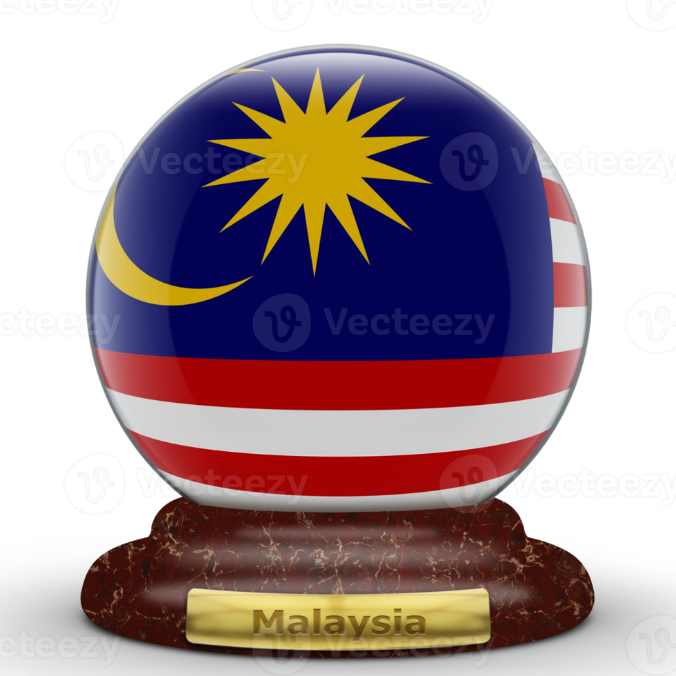 3D Flag of Malaysia on globe background. png