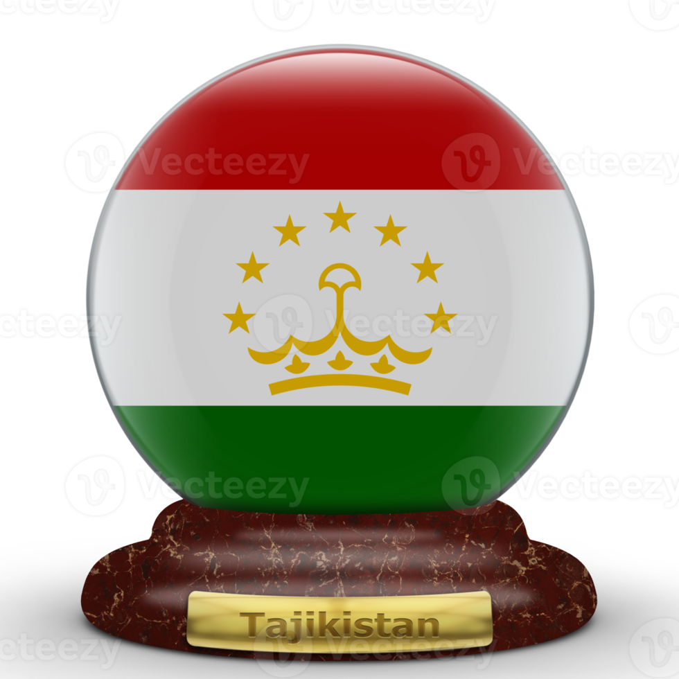 3D Flag of Tajikistan on a globe background. png