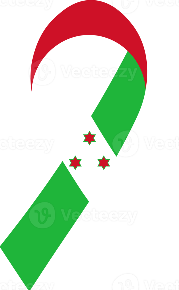 3D Flag of Burundi on a fabric ribbon. png