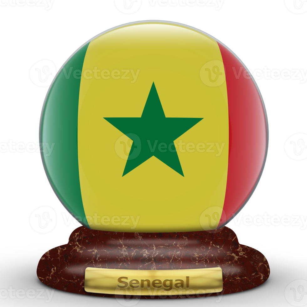 3D Flag of Senegal on globe background. png