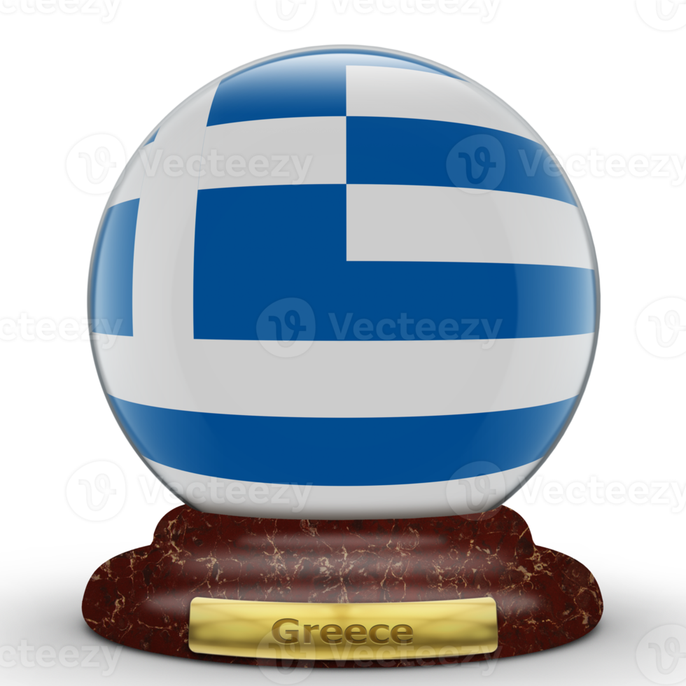 3D Flag of Greece on globe background. png