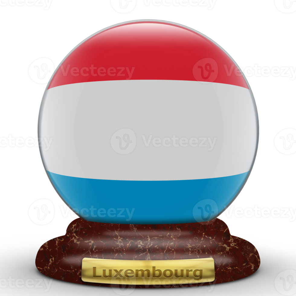 3D Flag of Luxembourg on globe background. png