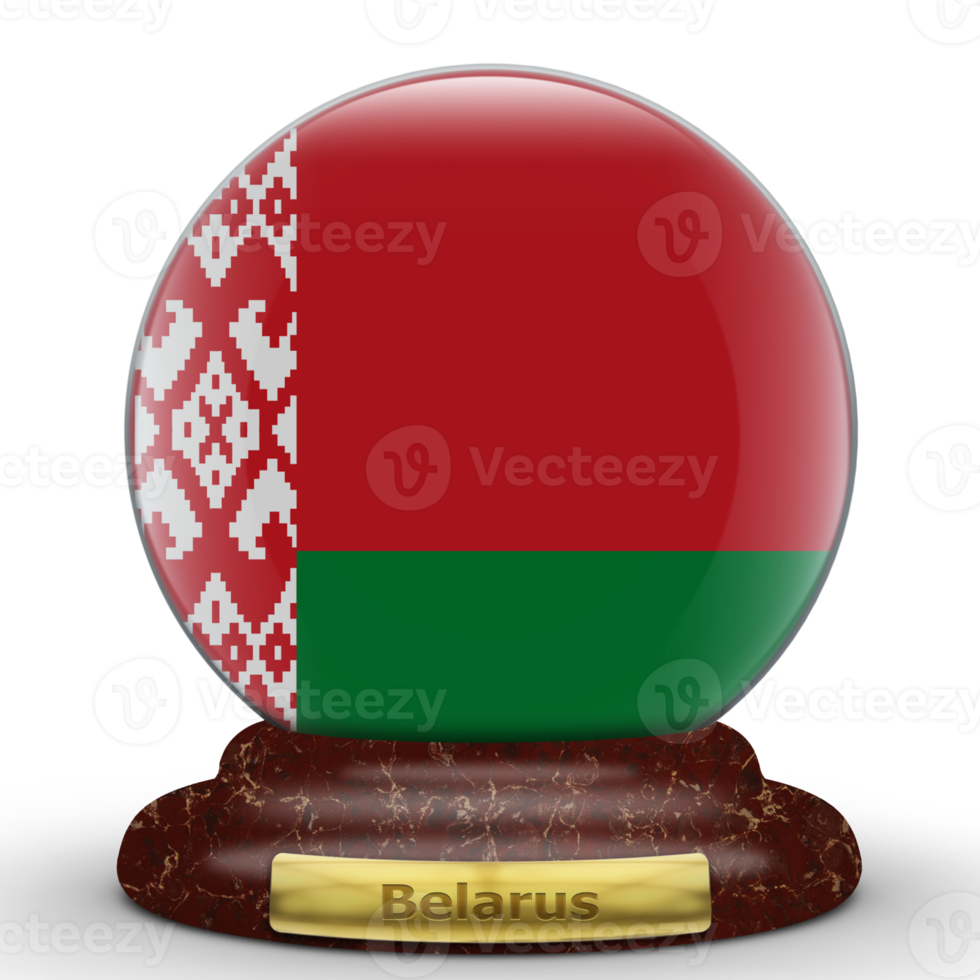 3D Flag of Belarus on a globe background. png