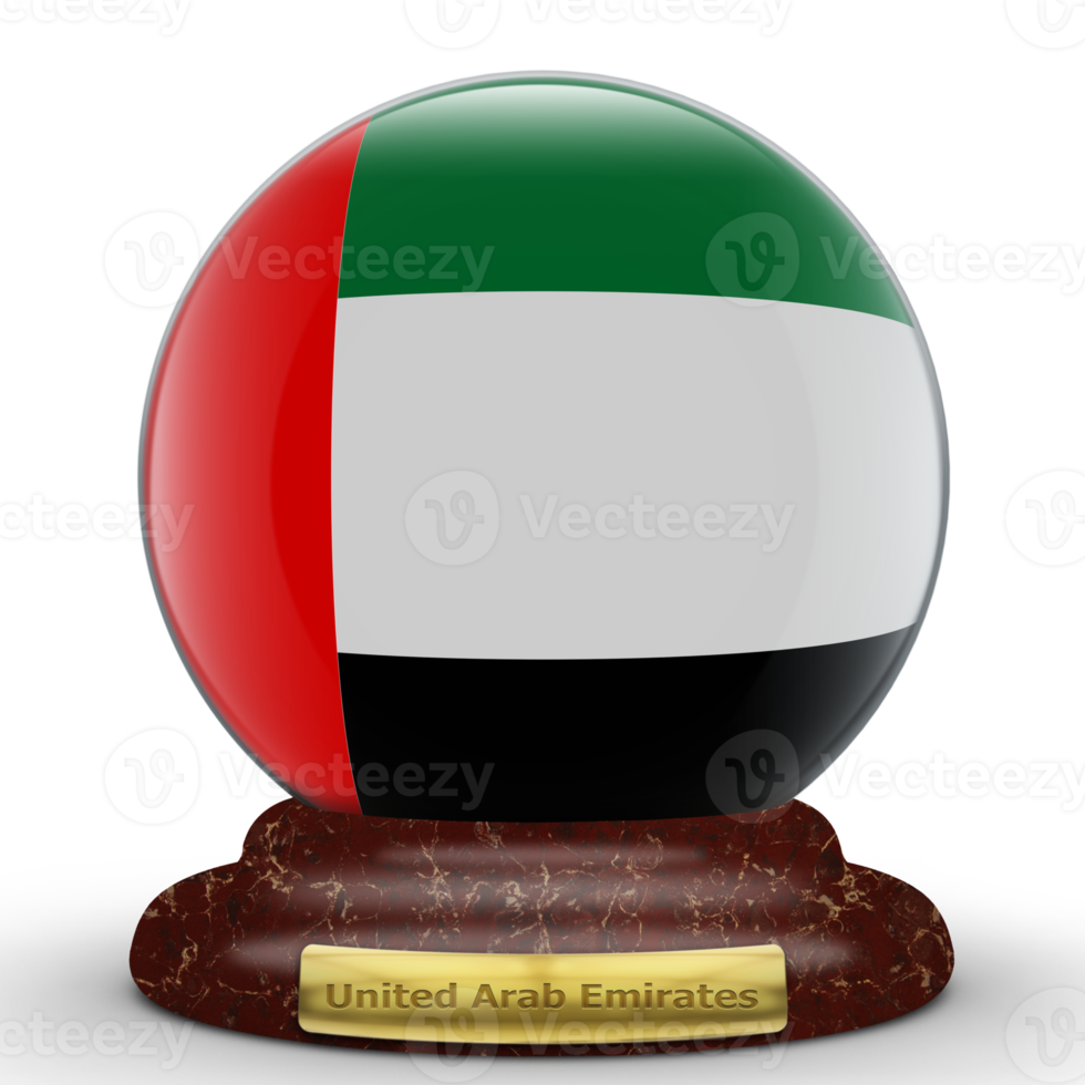 3D Flag of United Arab Emirates on globe background. png