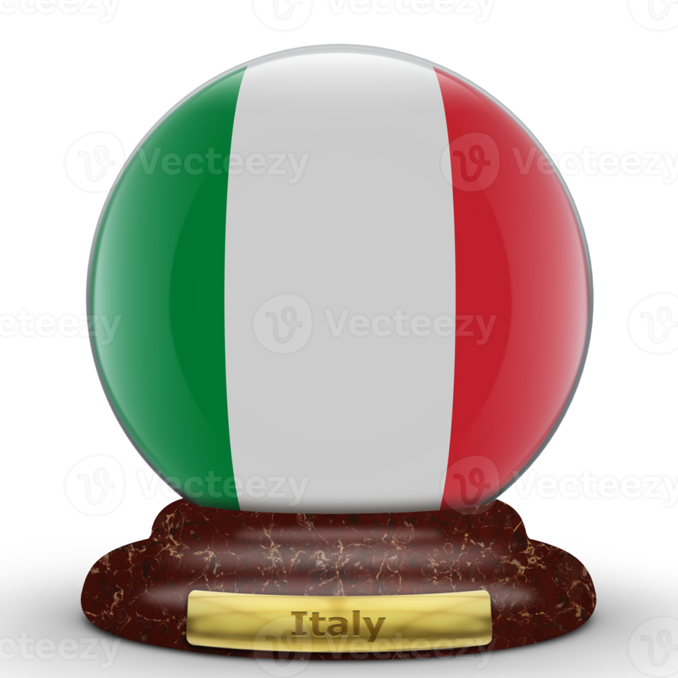 3D Flag of Italy on globe background. png