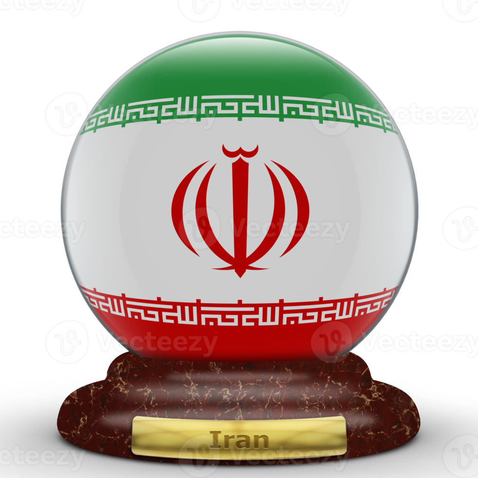 3D Flag of Iran on globe background. png