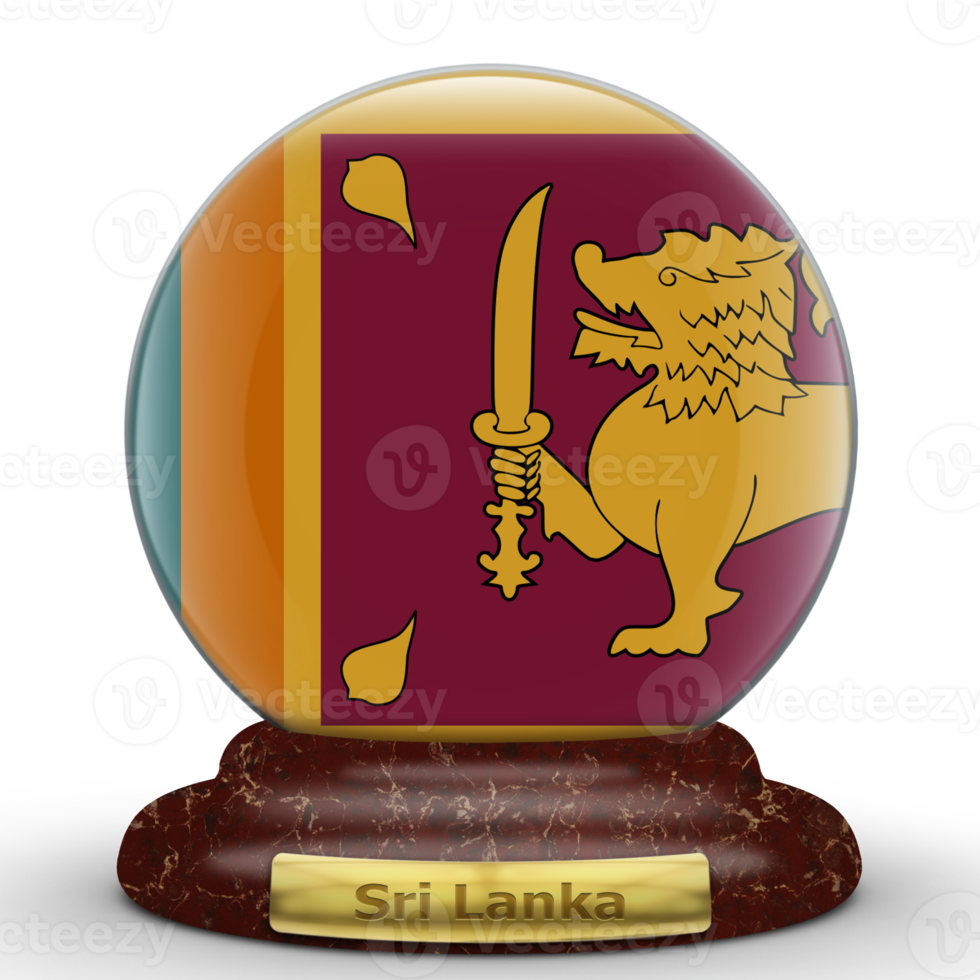 3D-Flagge von Sri Lanka auf einem Globus-Hintergrund. png