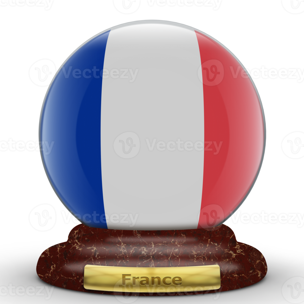 3D Flag of France on globe background. png