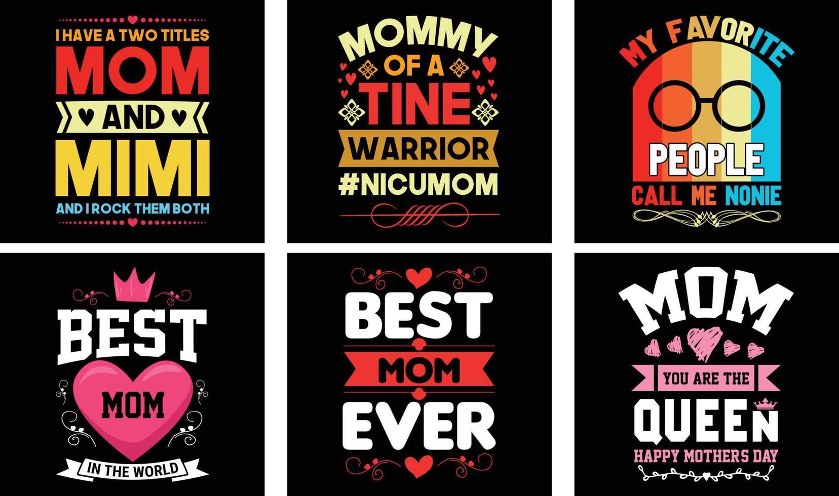 Mom T-shirt Design. Mother's Day t-shirt design bundle. Typography mom t-shirt design. vector