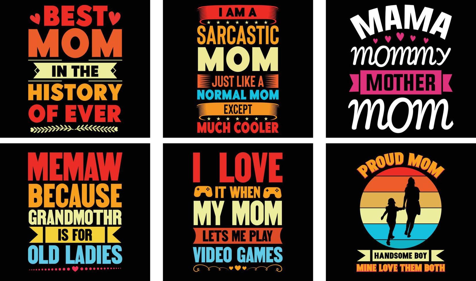 Mom T-shirt Design. Mother's Day t-shirt design bundle. Typography mom t-shirt design. vector