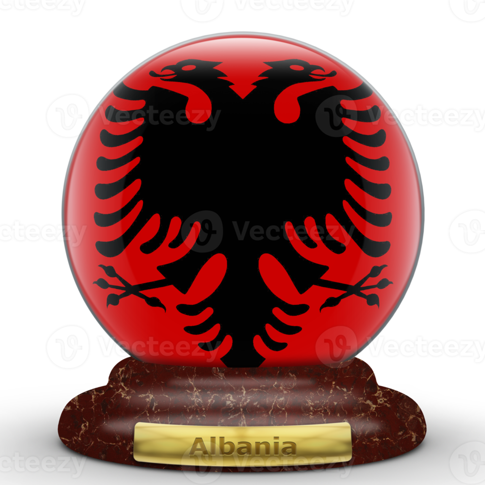 3D Flag of Albania on globe background. png