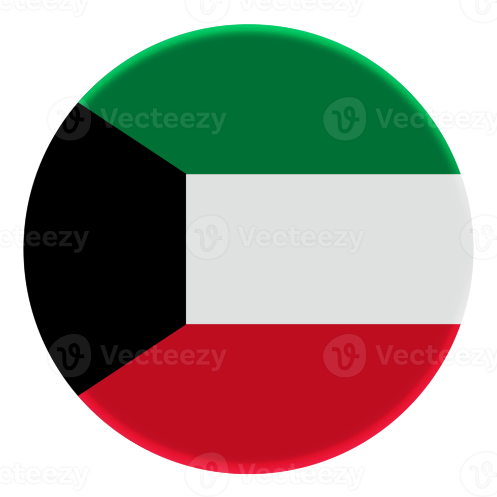 3d flagga av kuwait på avatar cirkel. png